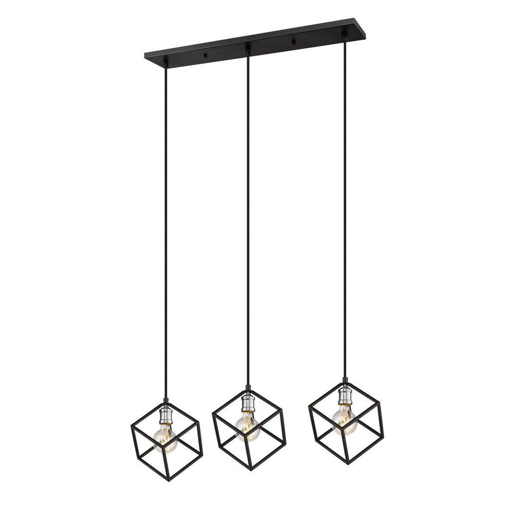 Vertical 3 Light Island in Matte Black + Brushed Nickel C224162