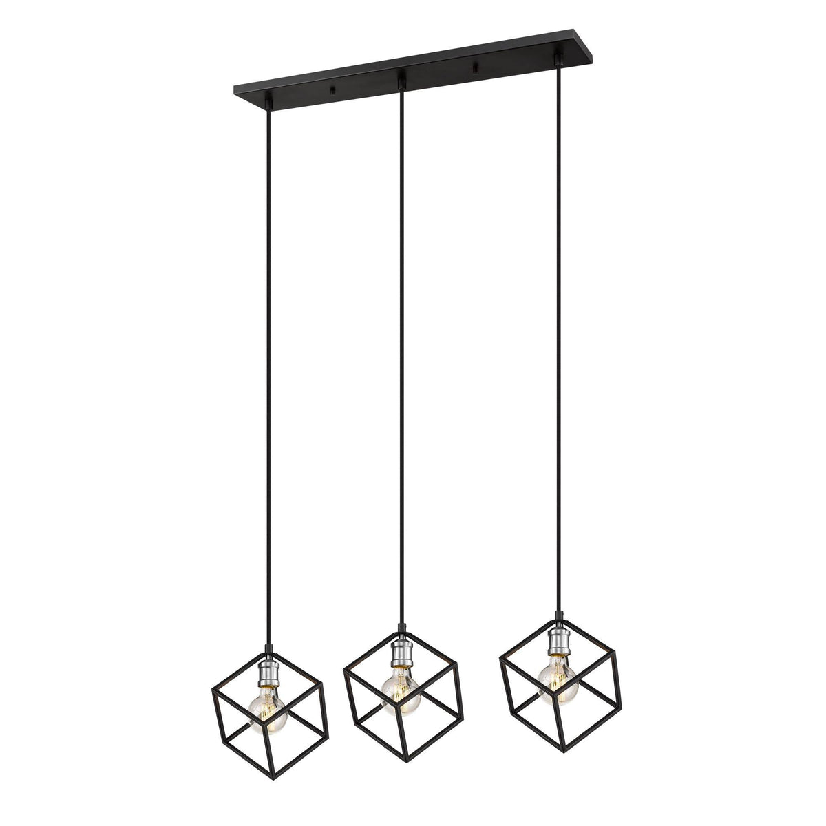 Vertical 3 Light Island in Matte Black + Brushed Nickel C224162