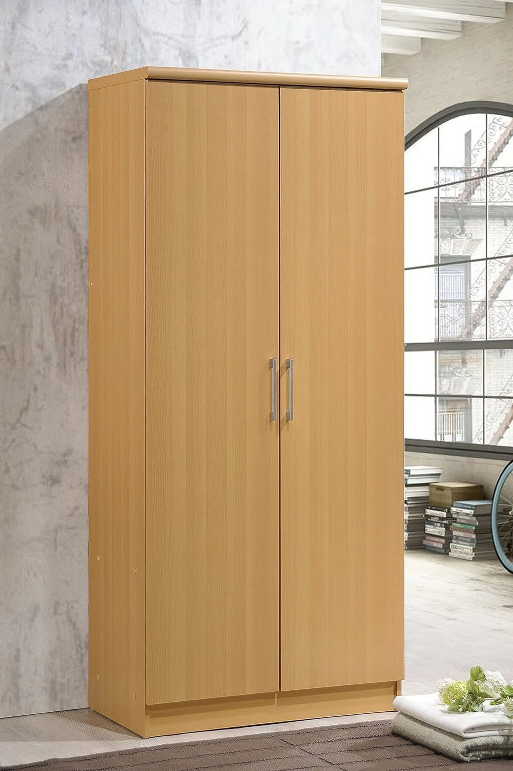 2 Door Wardrobe with Shelves & Hanging Rod V9349