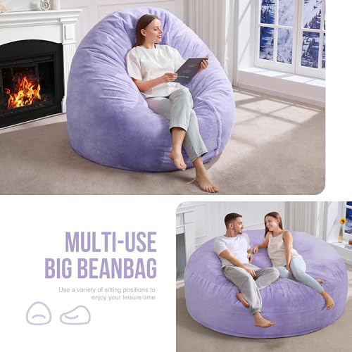 3ft Grey Faux Fur Bean Bag Chair L82655