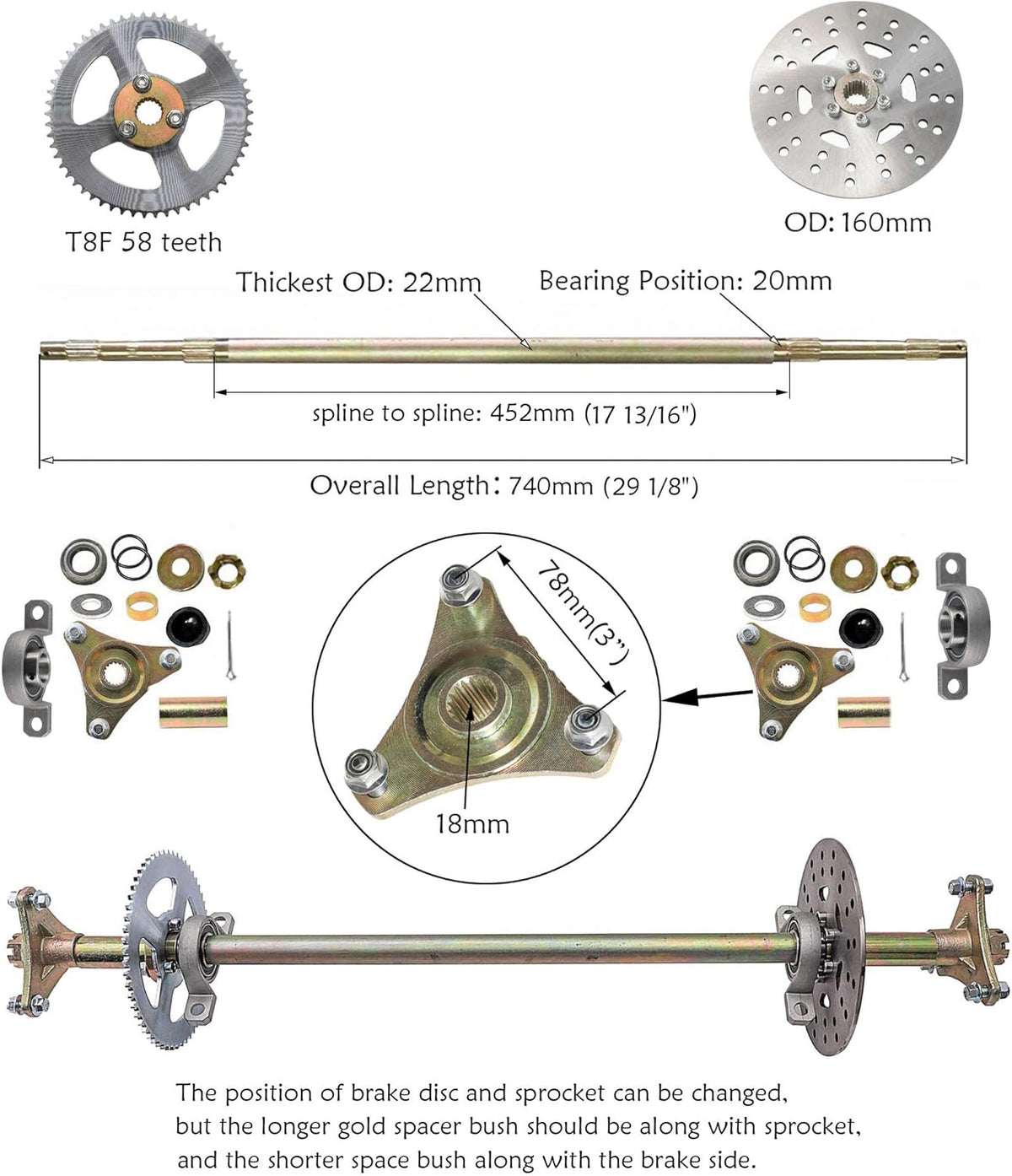 Rear Axle Shaft Kit with Brake Master Cylinder Caliper Disc Rotor Assembly D95098