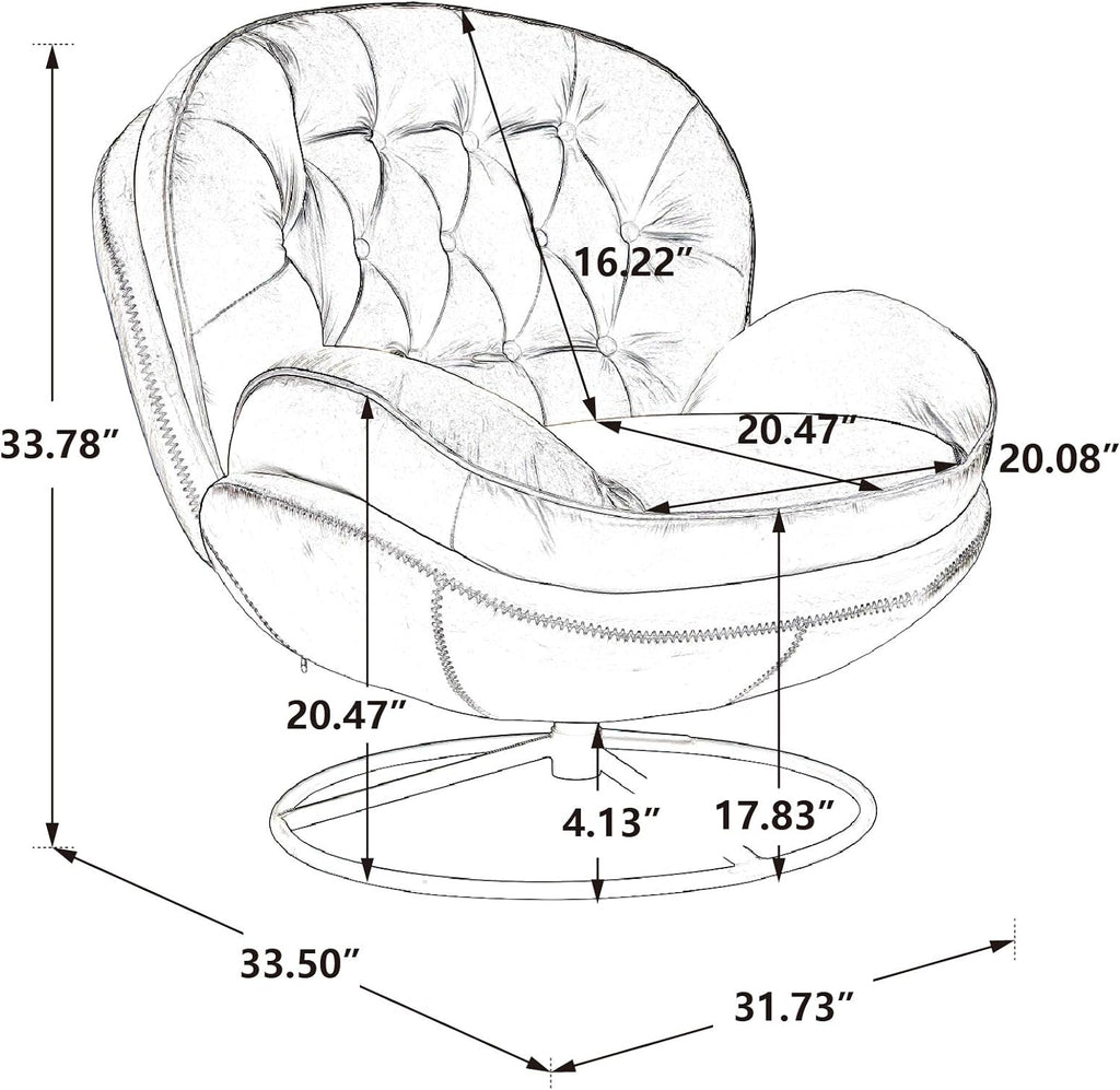 Grey Velvet Swivel Accent Chair with Ottoman and Metal Frame L55712