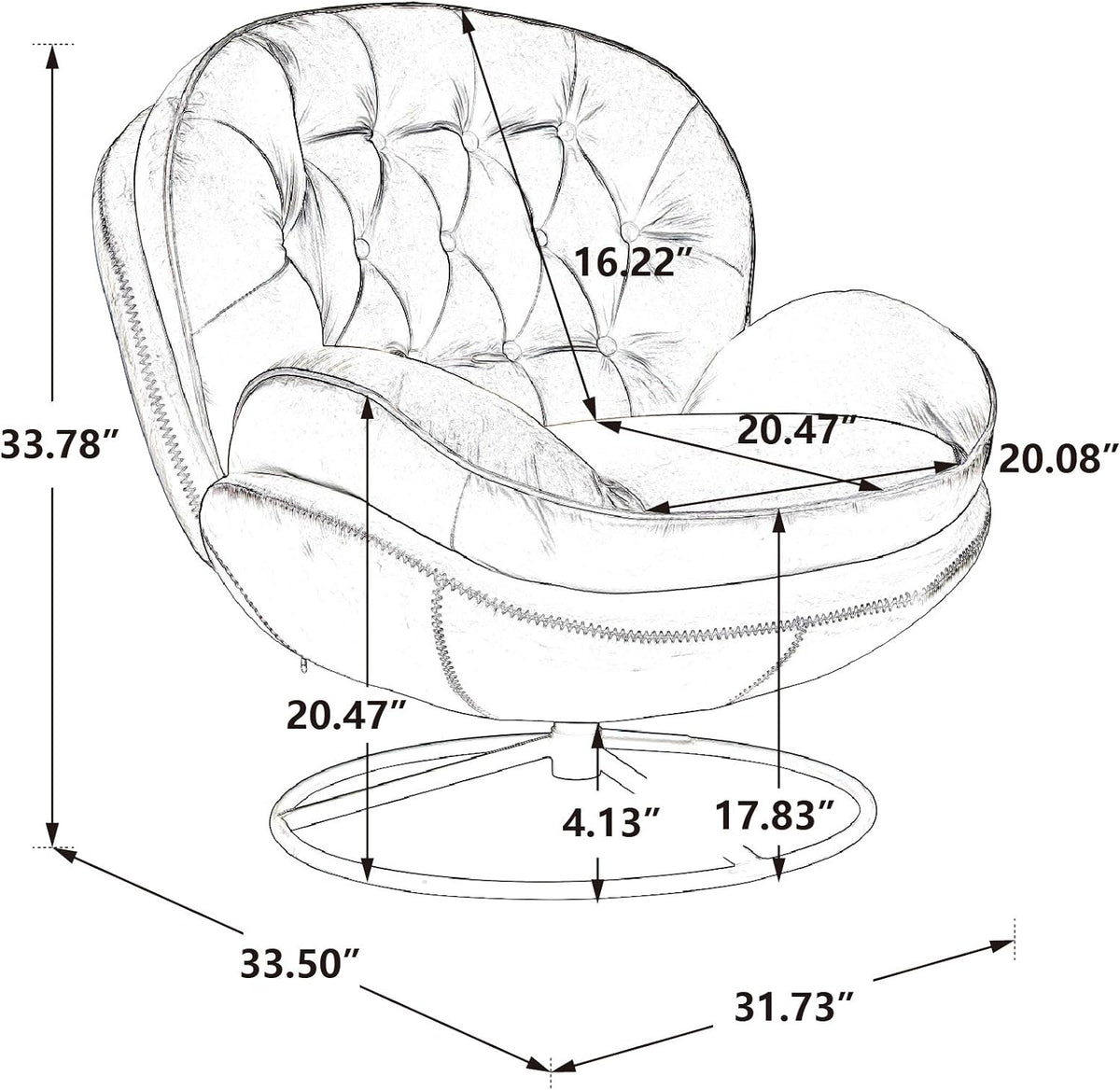 Grey Velvet Swivel Accent Chair with Ottoman and Metal Frame L55712