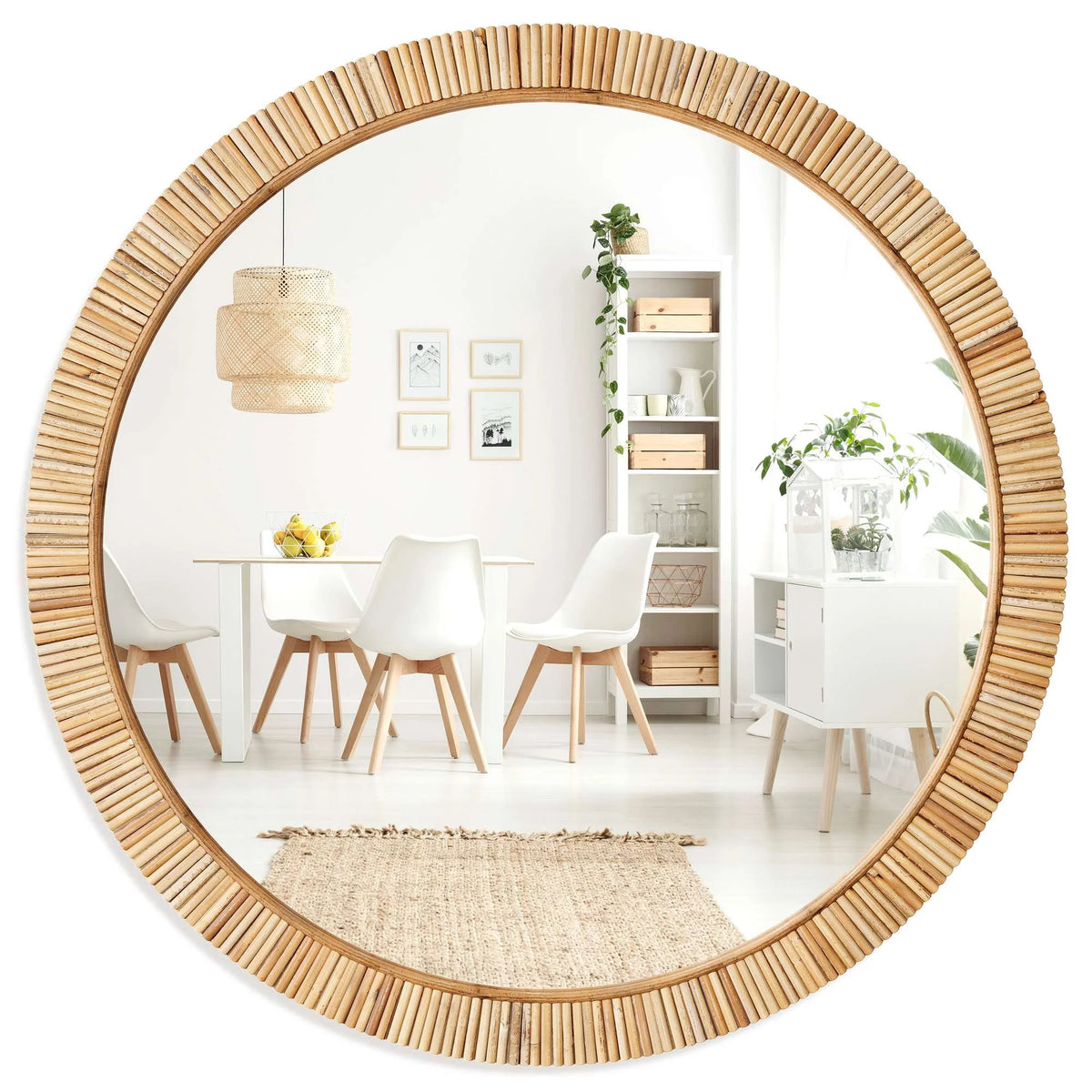 25.5" Rattan Round Bathroom Mirror K1395