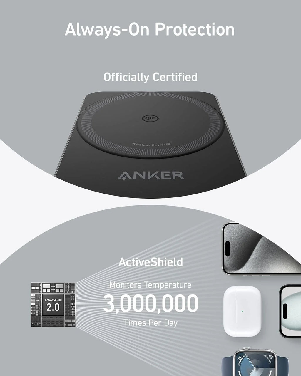 3-in-1 Wireless Charging Station with 40W USB-C Charger A299300