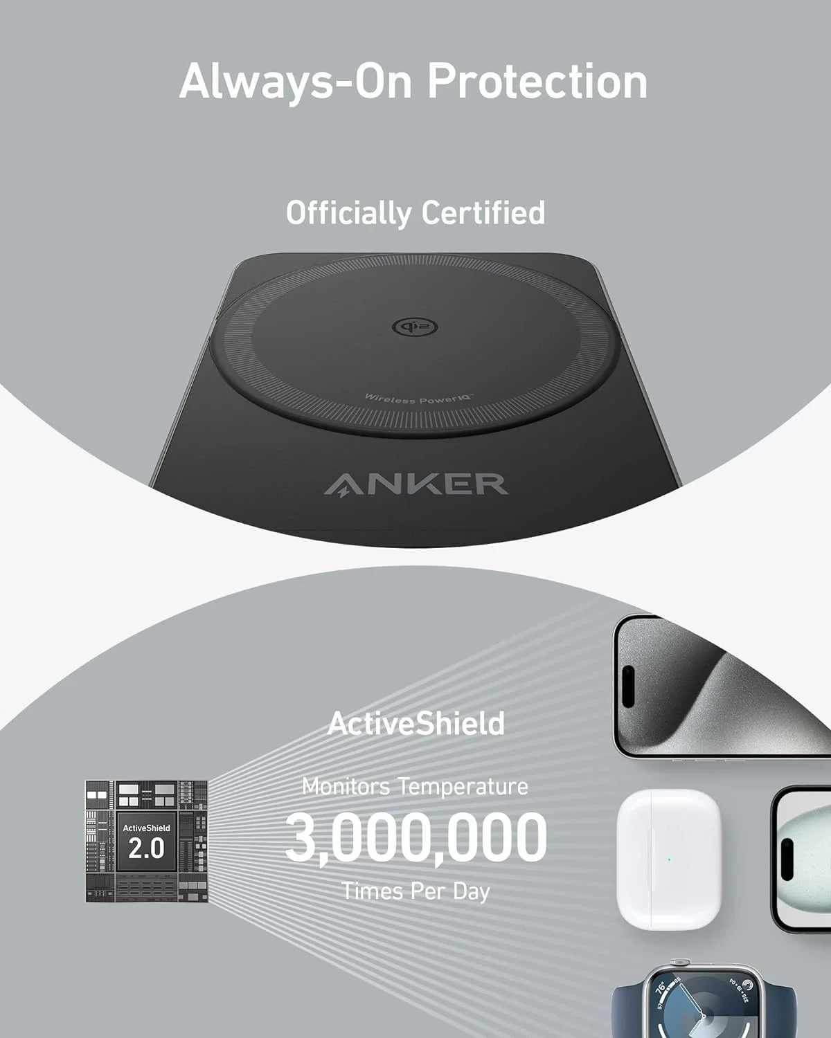3-in-1 Wireless Charging Station with 40W USB-C Charger A299300
