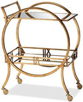 Antique Gold Finished 2-Tier Mobile Bar Cart C50679