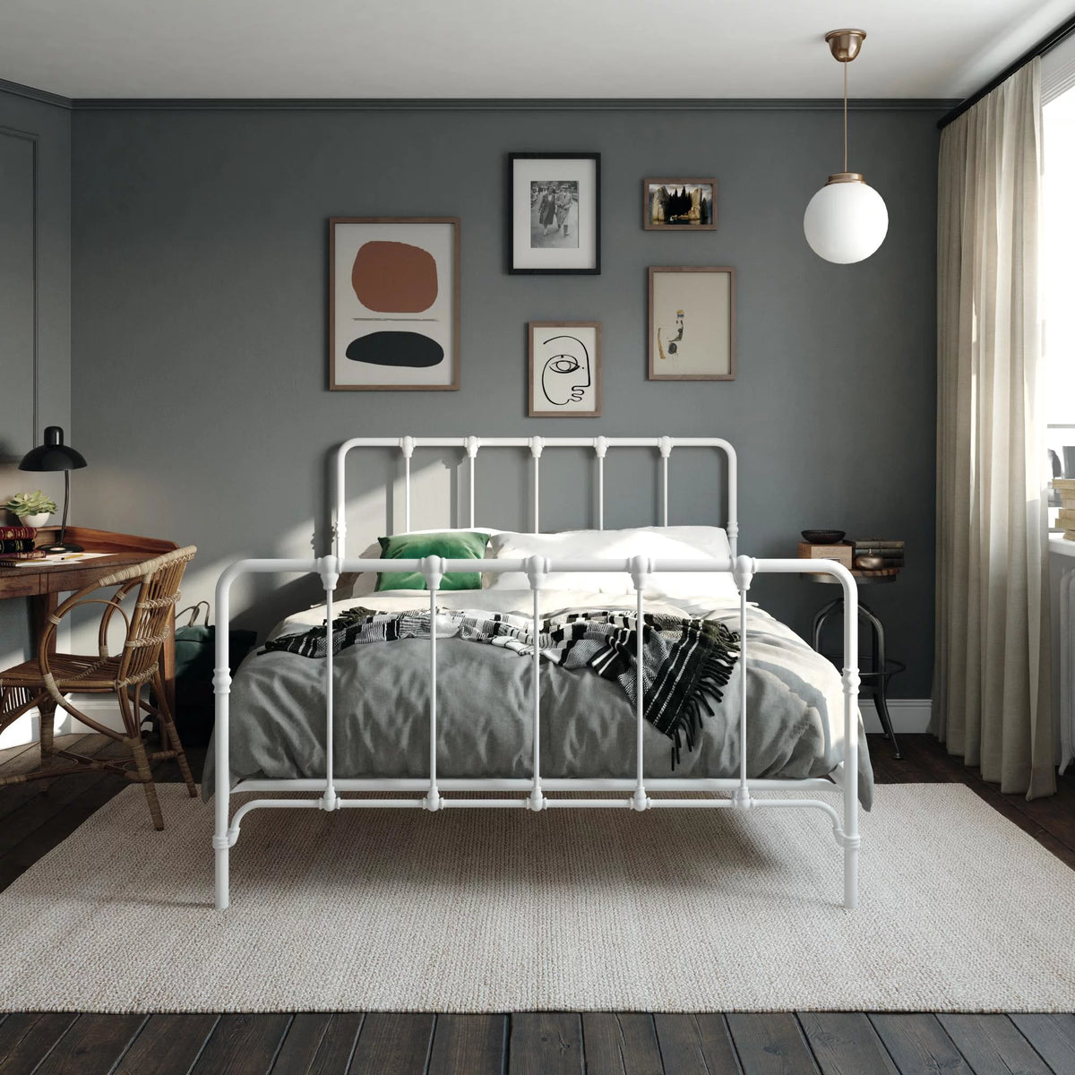 White Full Metal Bed L668