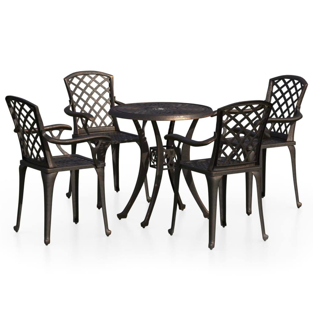 5 Piece Bistro Set Cast Aluminum Bronze O629512