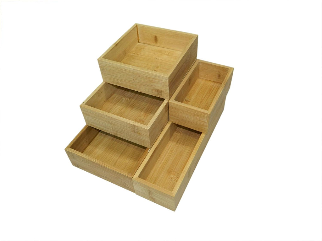 Bamboo Wood Drawer Organizer Tray Box Dividers Set, Pack of 2 X330