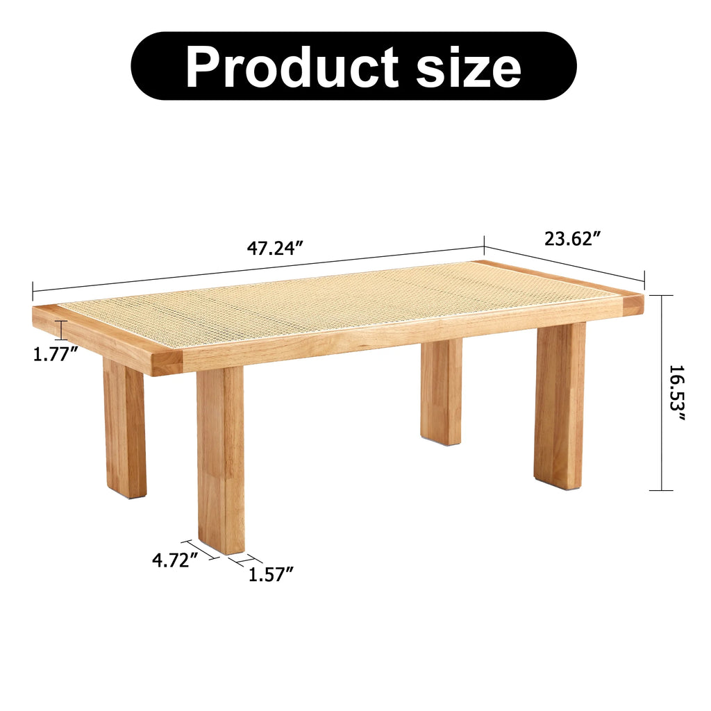Rattan Table with Rubber Wood Legs J36350