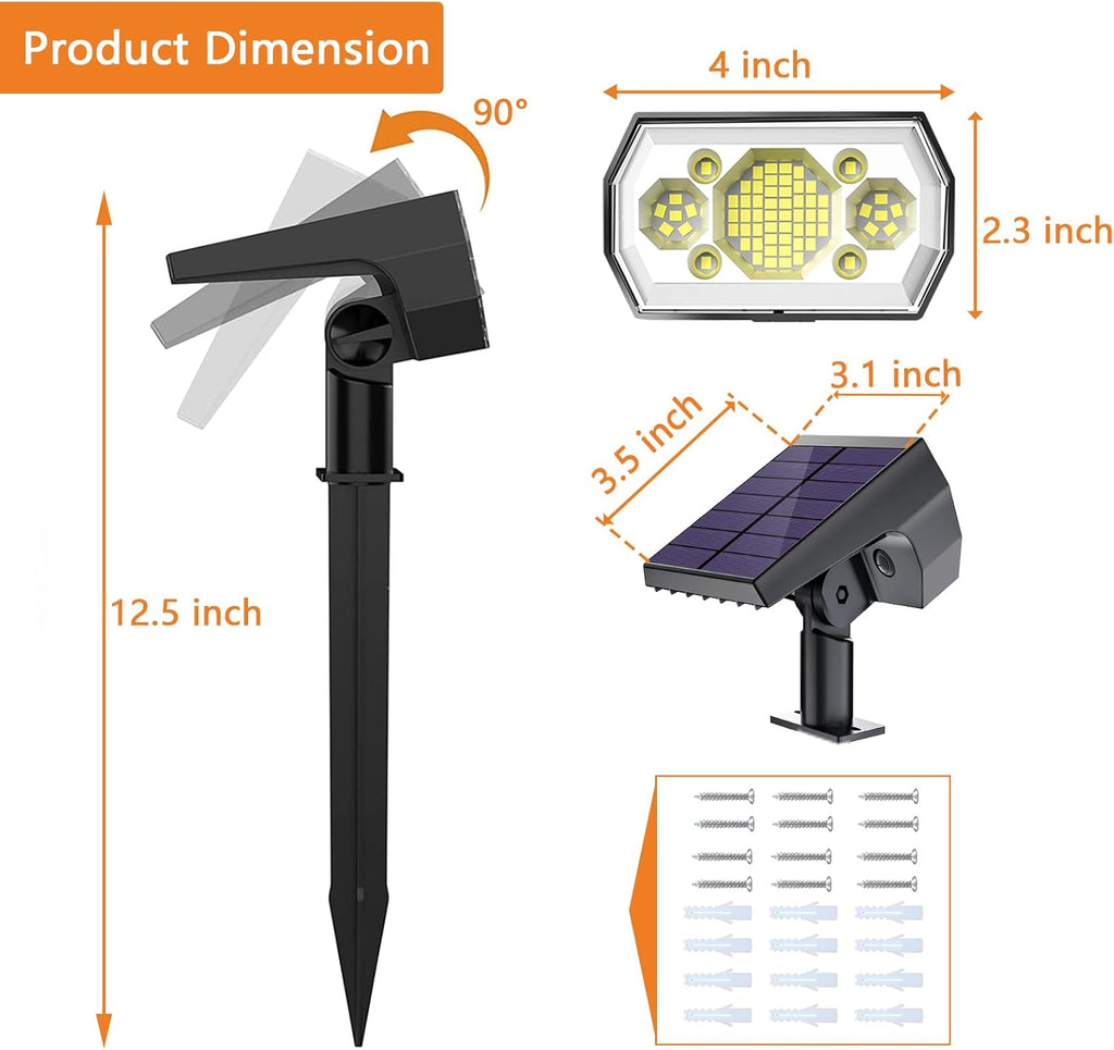 6 Pack Cold White 62 LED Solar Landscape Spotlights O3237