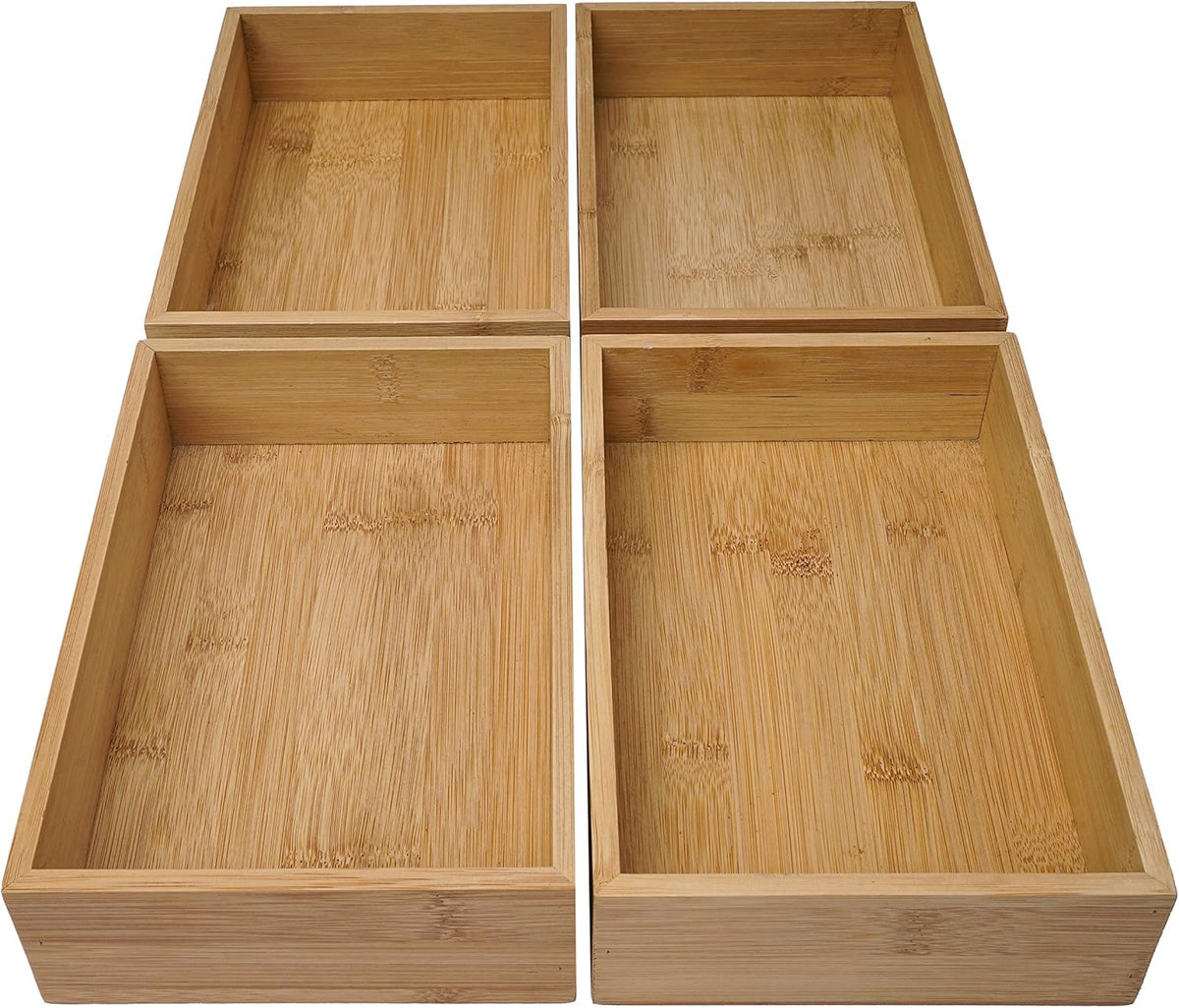 Bamboo Wood Drawer Organizer Tray Box Dividers Set, Pack of 2 X330