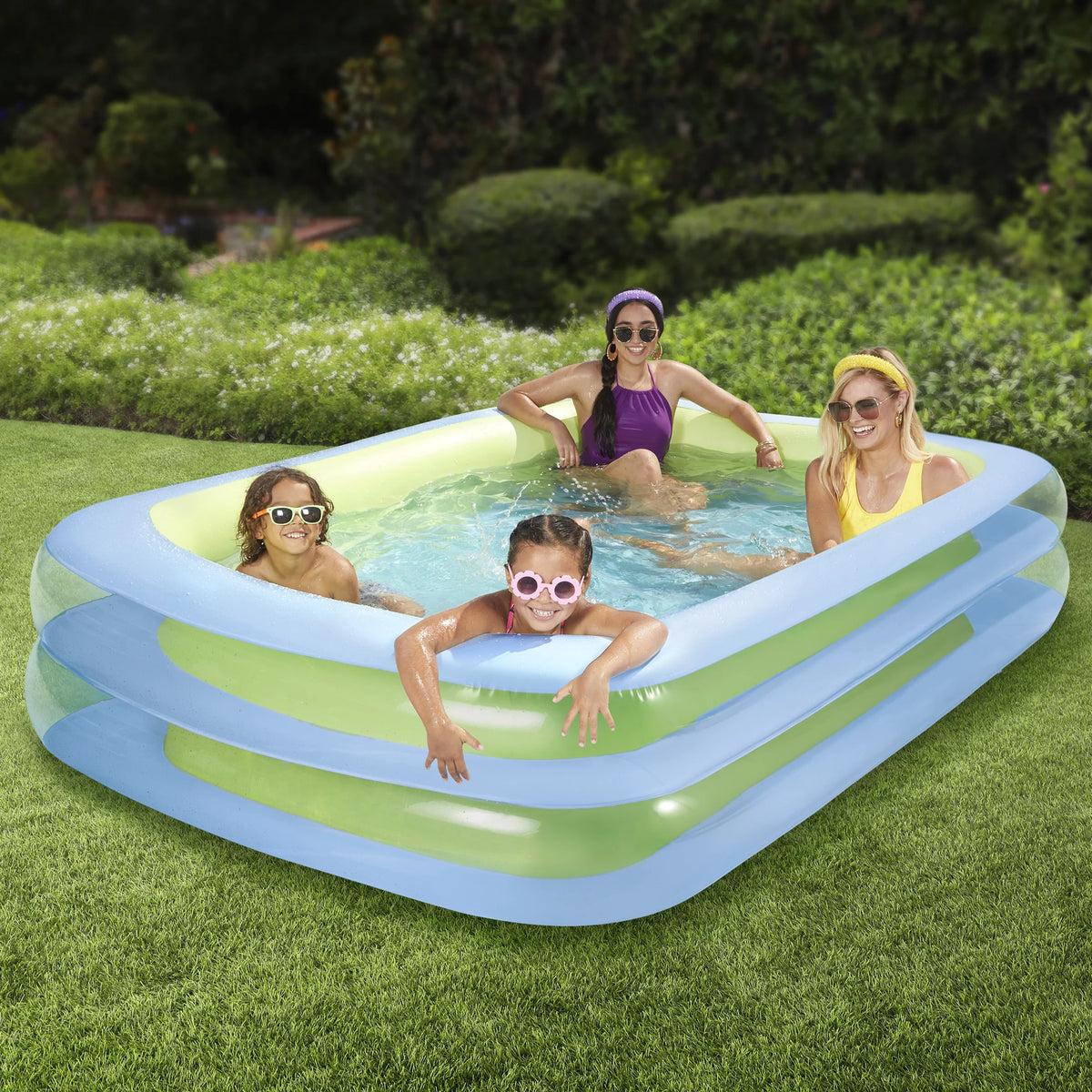Blue Inflatable Rectangular Swimming Pool M1009