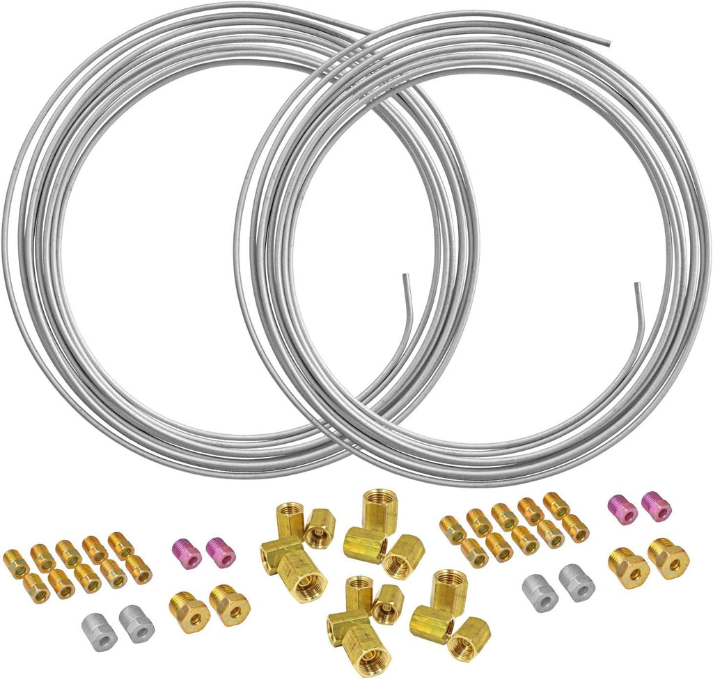 2 X 3/16" Galvanized Steel Brake Line Replacement Kits and 3/16" Union Kit Pack of 2 W3162