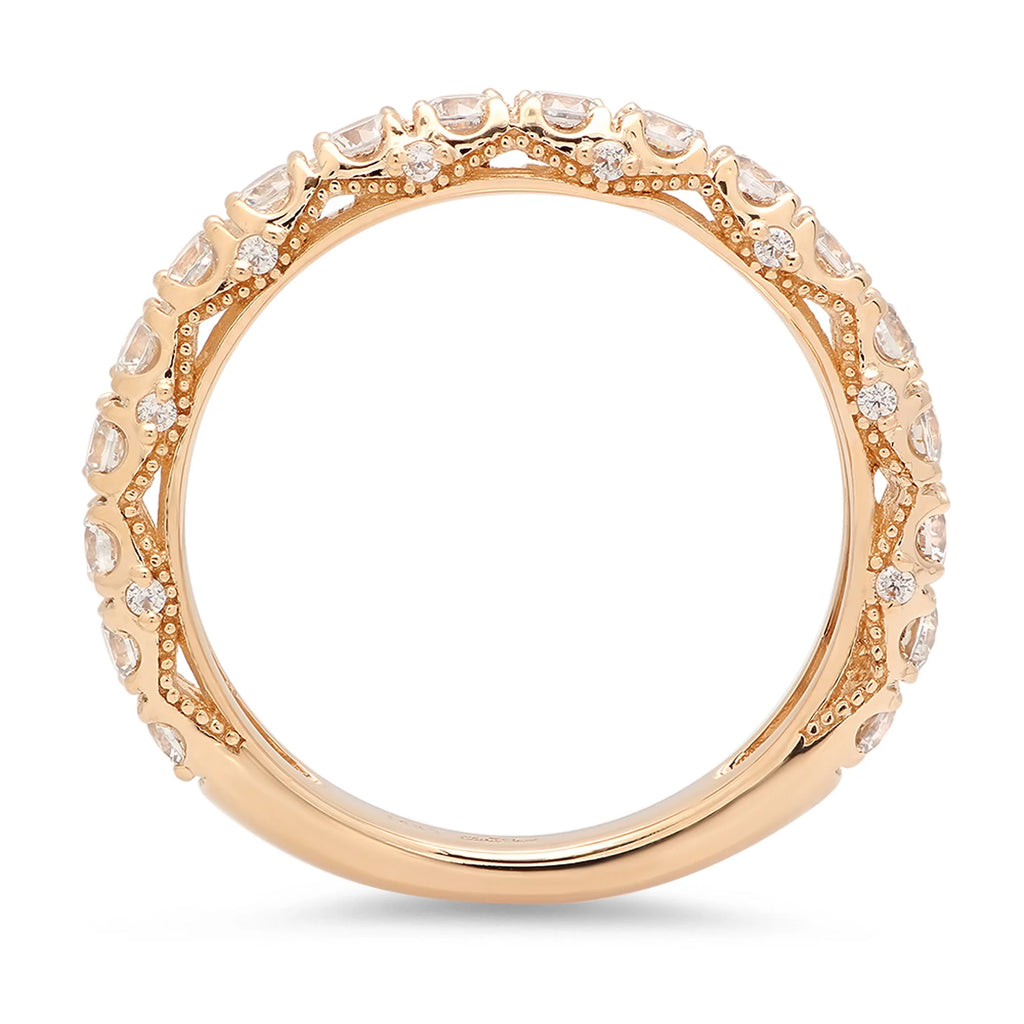 18K Yellow Gold Eternity Engagement Ring with Genuine Cultured Diamond H335