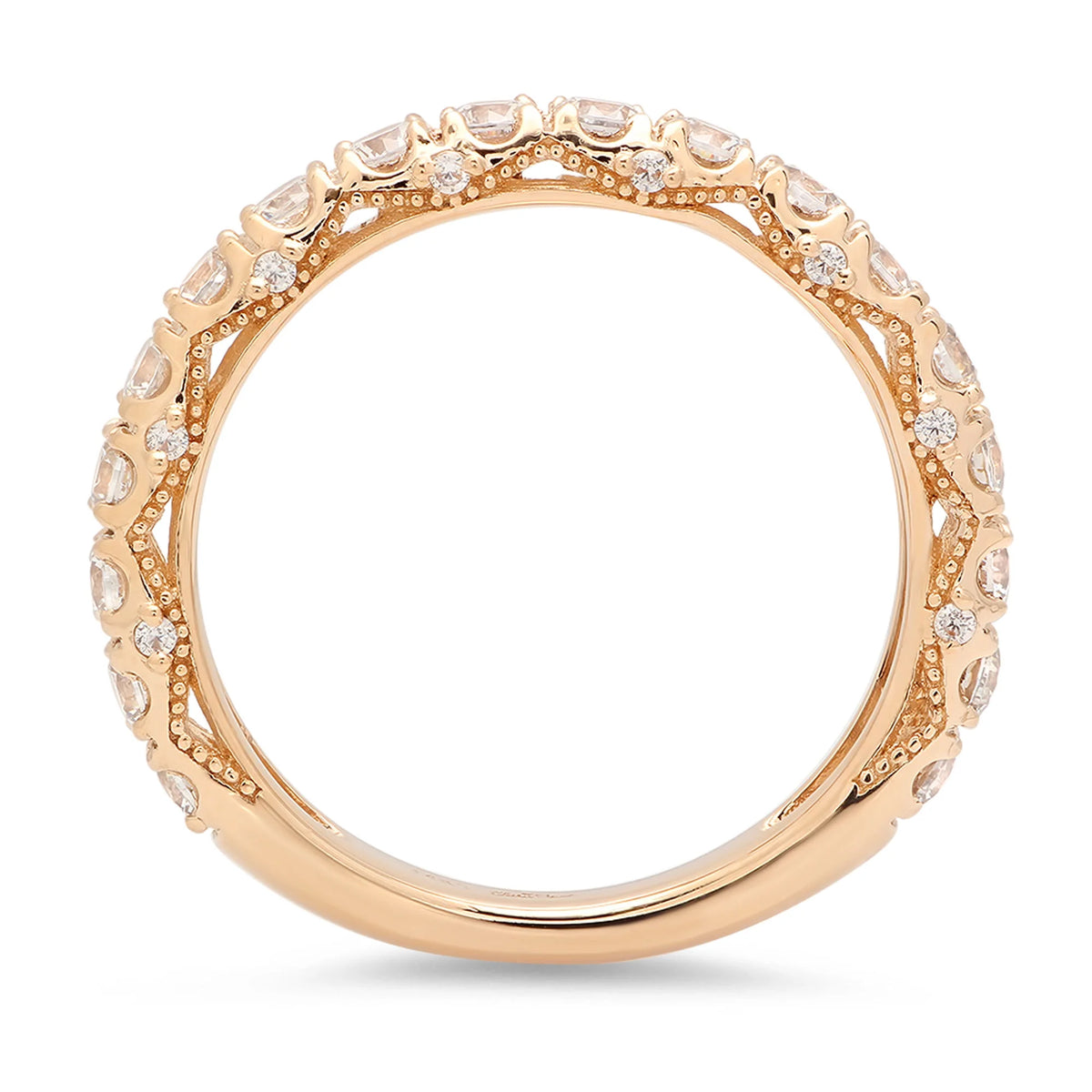 18K Yellow Gold Eternity Engagement Ring with Genuine Cultured Diamond H335