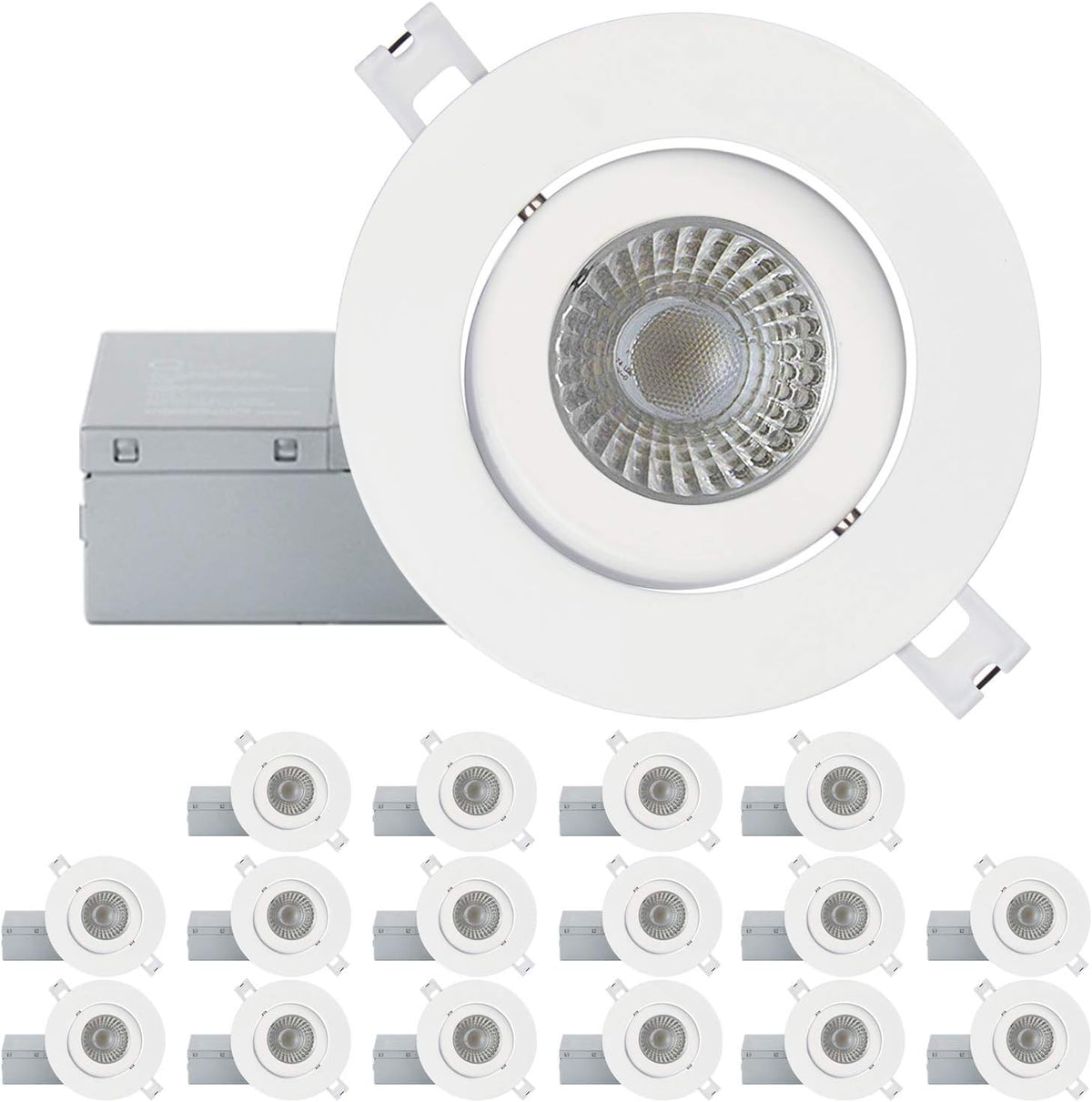 4 Inch Ultra-Thin Adjustable LED Recessed Lighting, 10 Watts, 750lm, Dimmable, 6500K True White, 10 Pack C139134