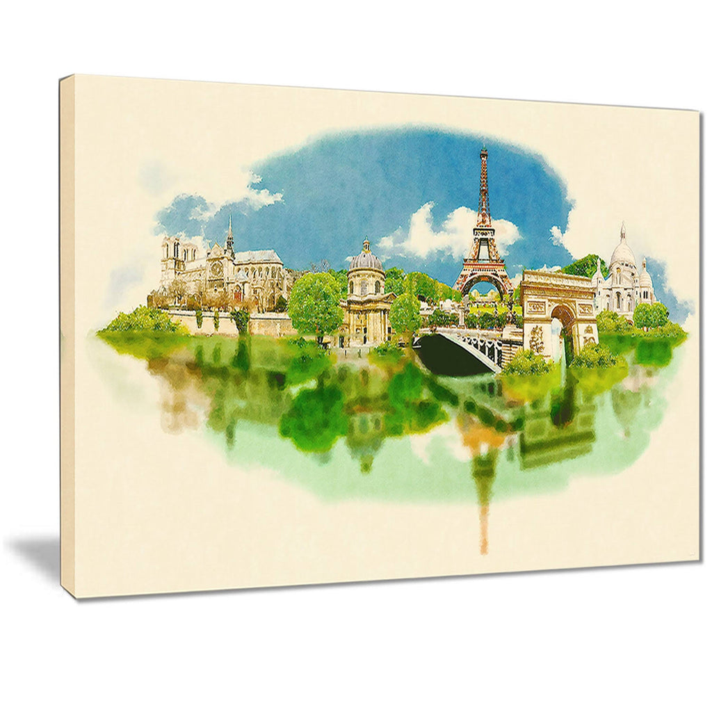 Beige Cityscape Watercolor Canvas Print L201378