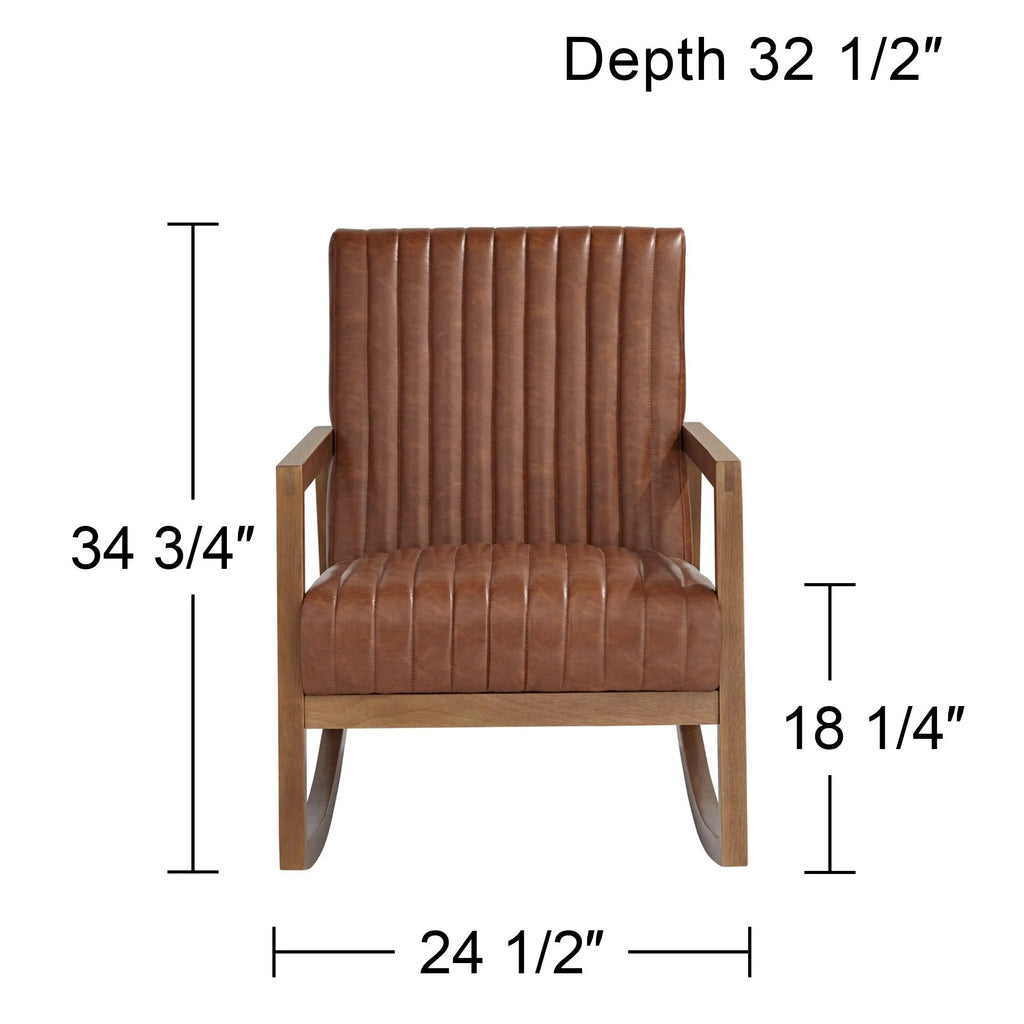 Rust Brown Wood Frame Rocking Chair B787606