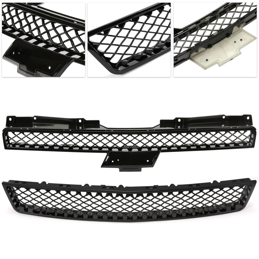 Mesh Front Hood Bumper Grille Grill for 2007-2014 Chevy Tahoe/Suburban/Avalanche X599