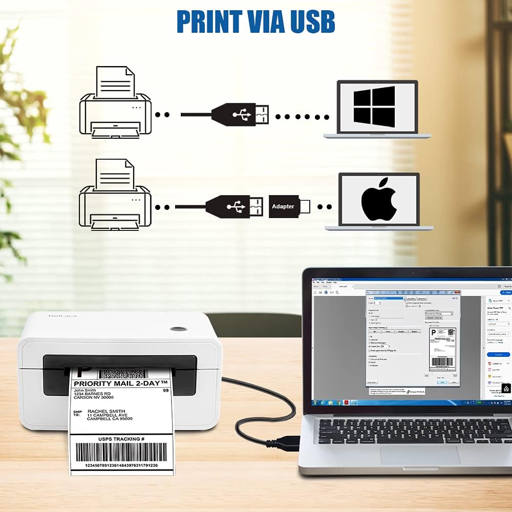 Bluetooth Thermal Label Printer 4x6, Portable Wireless Shipping Label Printer O65506