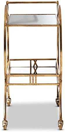 Antique Gold Finished 2-Tier Mobile Bar Cart C50679