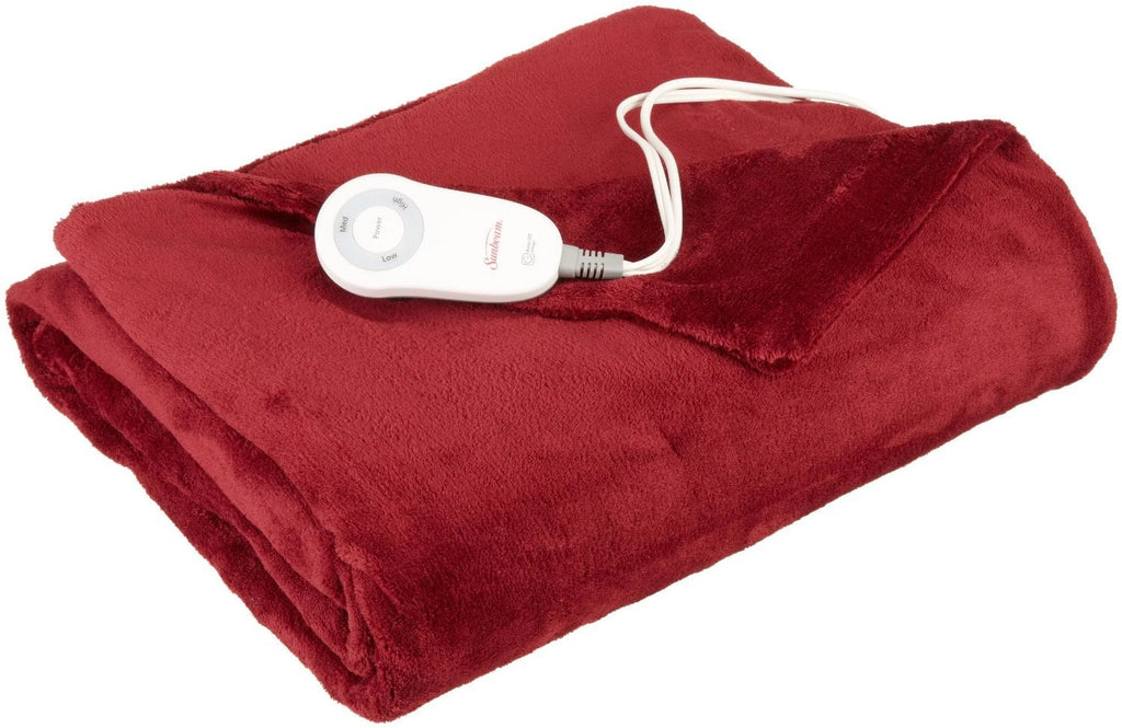 Electric Heated Throw Blanket Microplush Garnet Red W17087