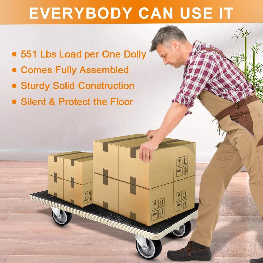 2Pcs Wood Platform Dolly with 4 Wheels H884548