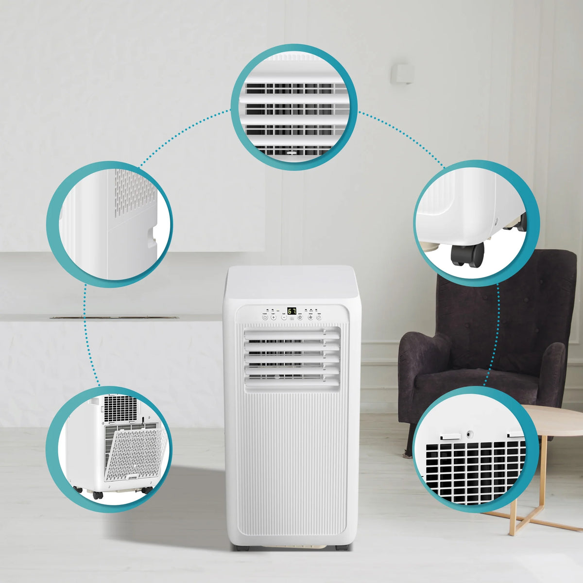8000 BTU Portable Air Conditioner with Dehumidifier & Fan Mode, White K790001