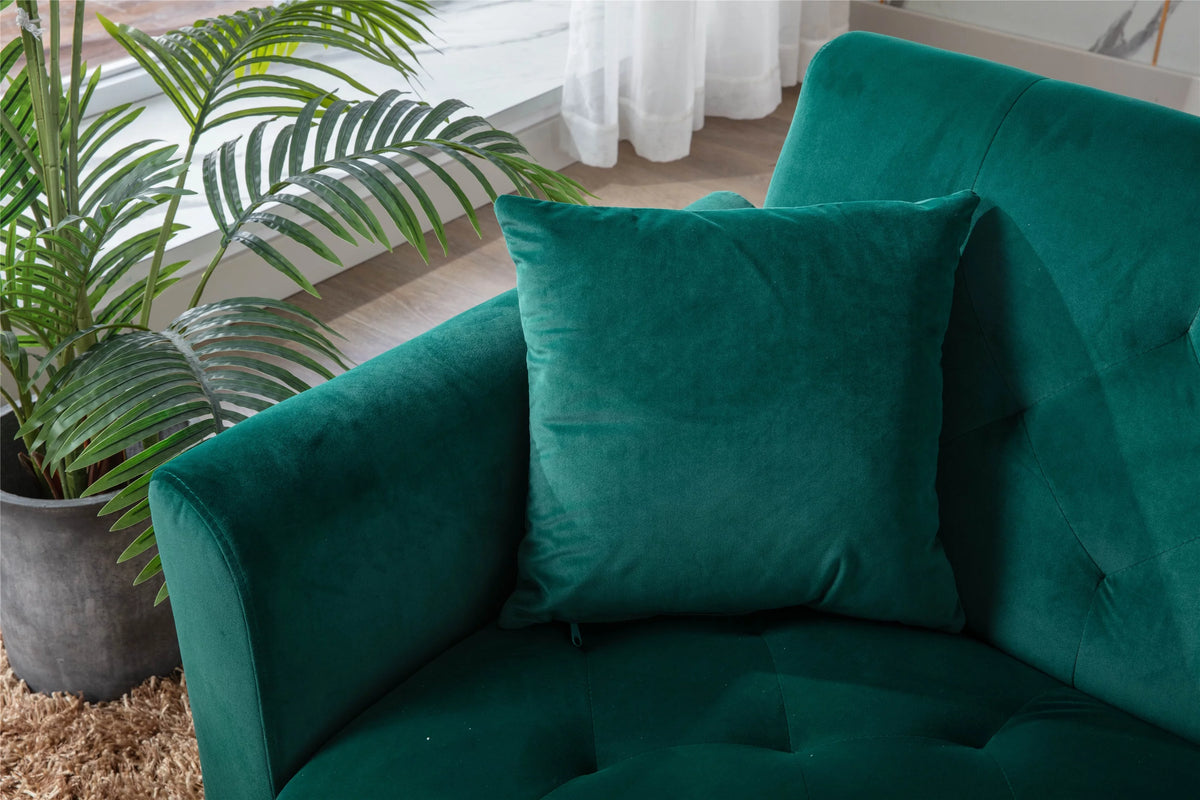65" Velvet Tufted Convertible Futon Sofa Bed N6886