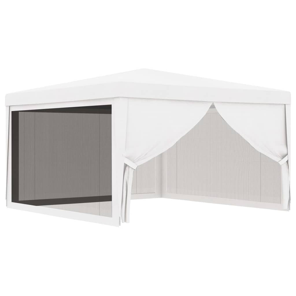 White Party Tent with 4 Mesh Sidewalls Outdoor Gazebo Canopy Sun Shade Shelter 13.1ft x 13.1ft x 9ft Q452