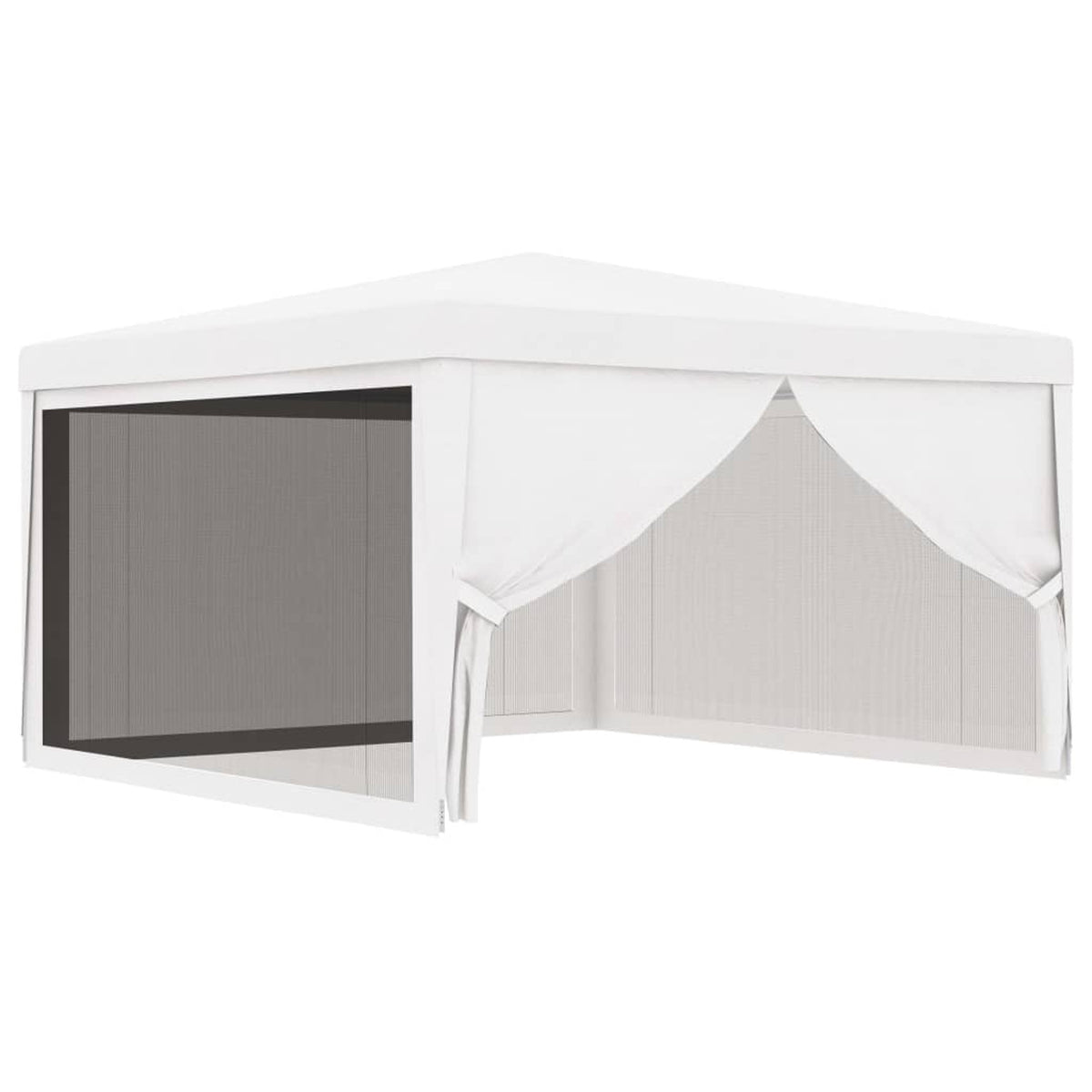 White Party Tent with 4 Mesh Sidewalls Outdoor Gazebo Canopy Sun Shade Shelter 13.1ft x 13.1ft x 9ft Q452