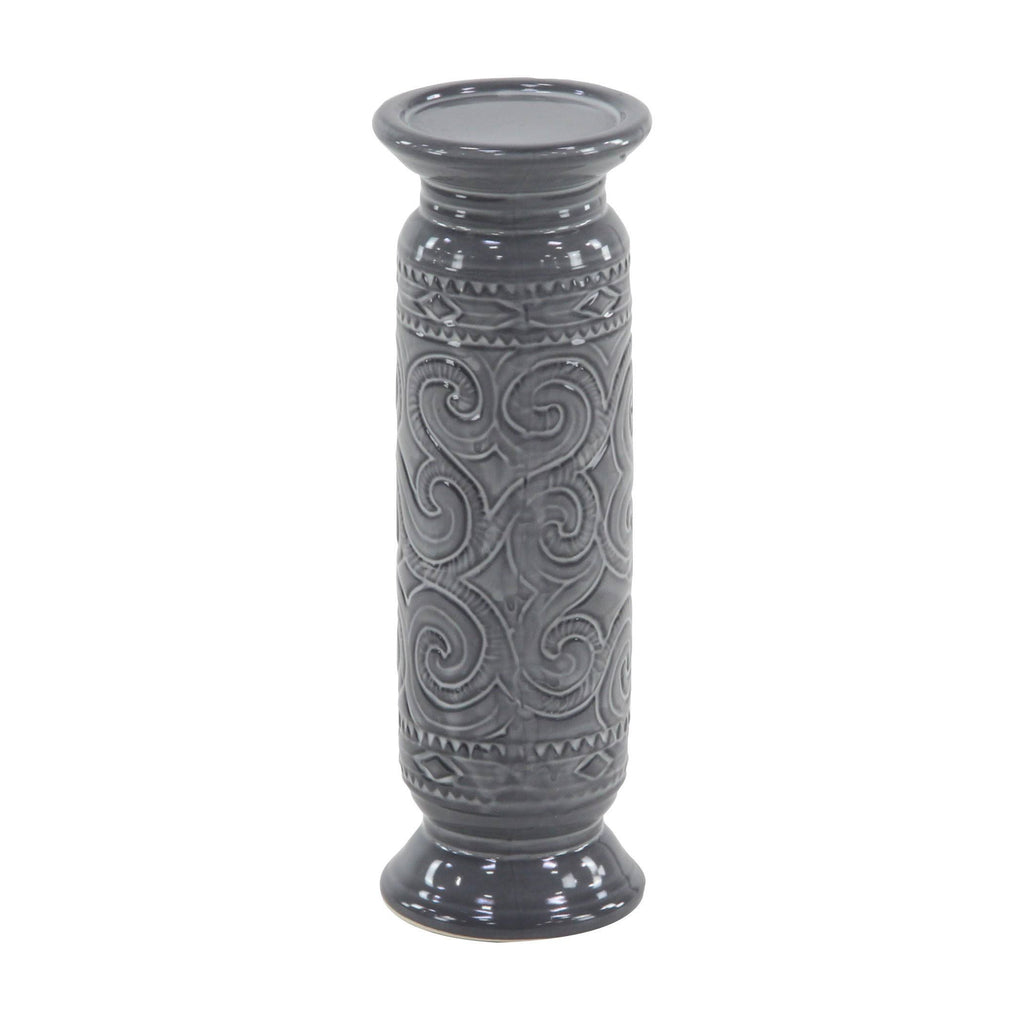 Set of 3 Gray Cylindrical Candle Holders H6186