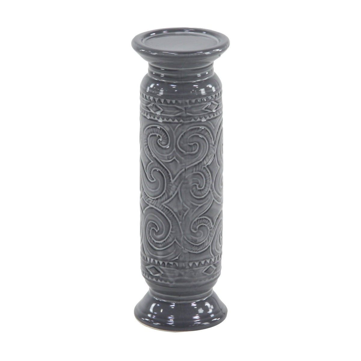 Set of 3 Gray Cylindrical Candle Holders H6186