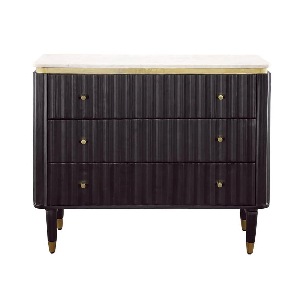 Black and Gold 3-Drawer Wood Chest V802