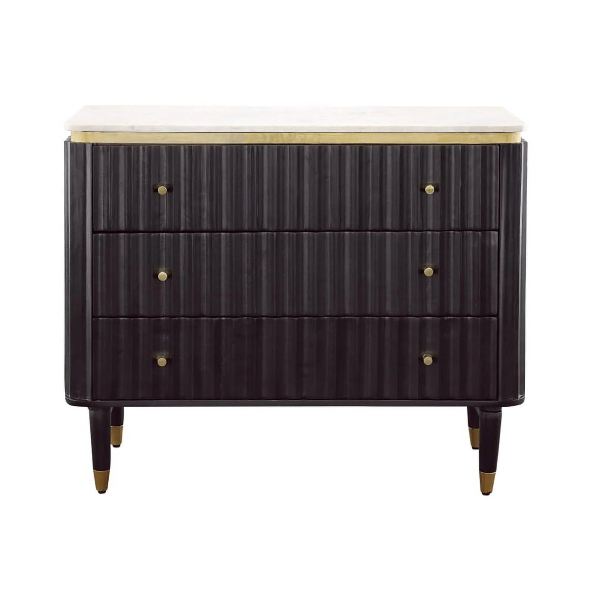 Black and Gold 3-Drawer Wood Chest V802
