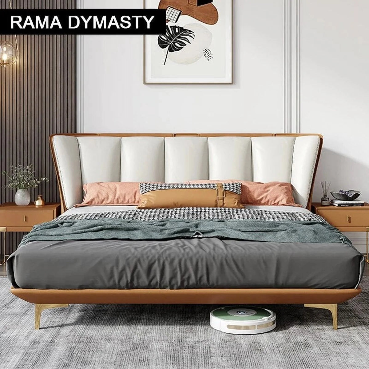 Genuine Leather King Queen Size Bed S15236