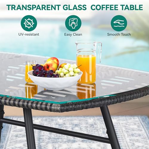 4-Piece Outdoor Wicker Bistro Set with Cushions and Metal Table R234283