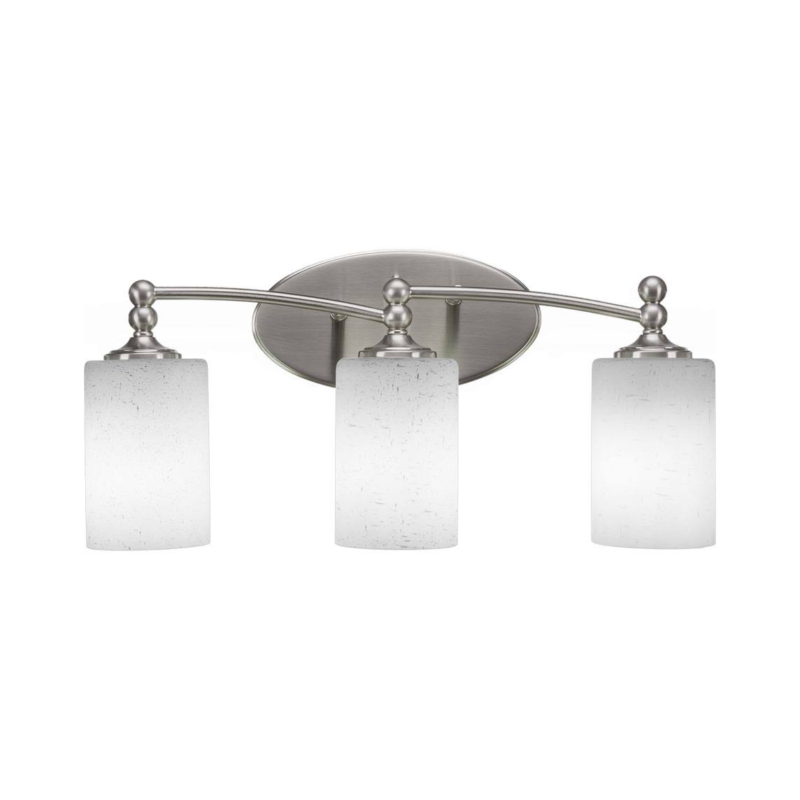 3 Light 20 inch Bath Bar Brushed Nickel White Glass E387