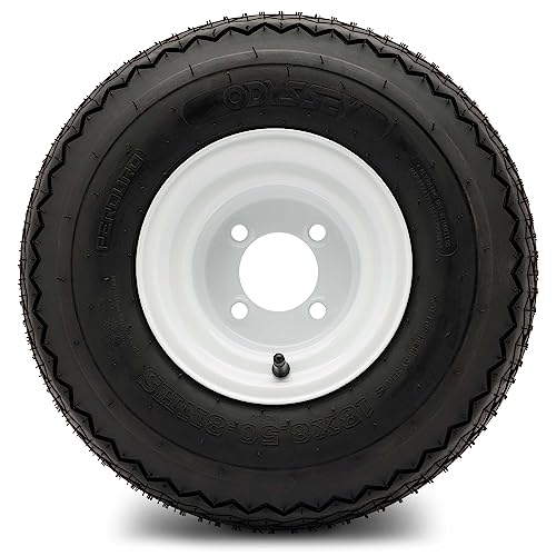 8" Steel Golf Cart Wheels Glossy White and Tires - Set of Two R14414