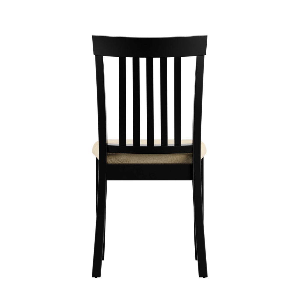 Slat Back Wood Dining Chair Set of 2 Beige and Black J26472
