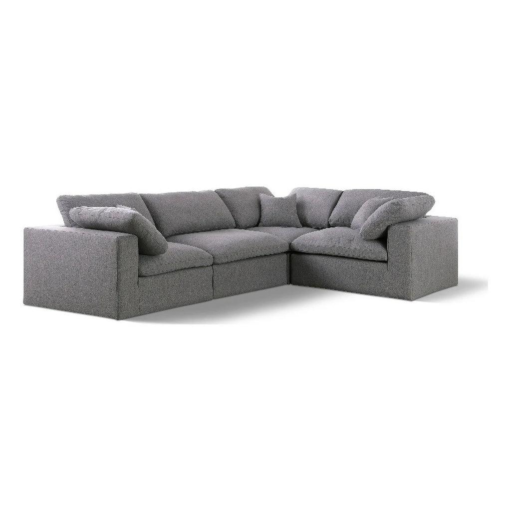 Gray Linen Fabric Modular Sectional H4816