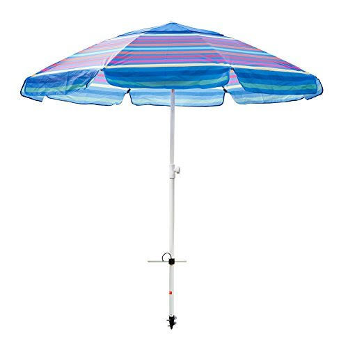 7 Feet Beach Umbrella with Sand Anchor and Carry Bag T39385
