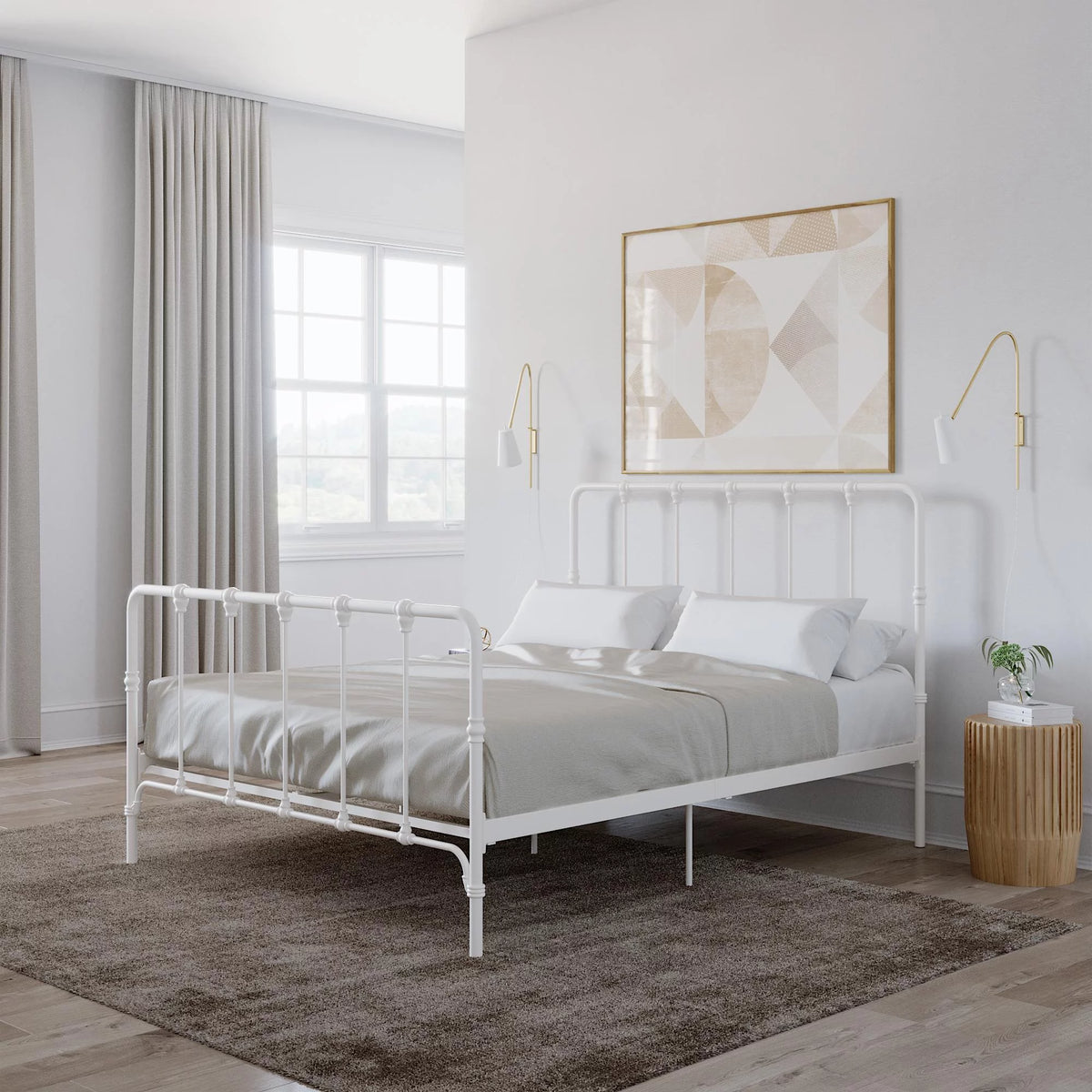 White Full Metal Bed L668