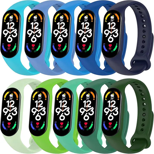 10pack Soft Silicone Watch Strap for Xiaomi Mi Band 9 8 7 V85229