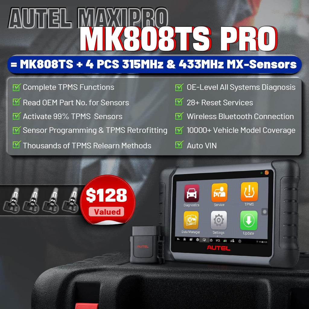 Autel MaxiCOM MK808TS Pro Diagnostic Scan Tool with Full TPMS Services U92762