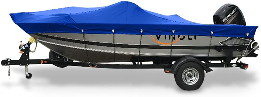 Boat Cover 600D Polyester Waterproof UV Resistant, Fits 17-19 feet V-Hull, Beige Pack of 2 G73153