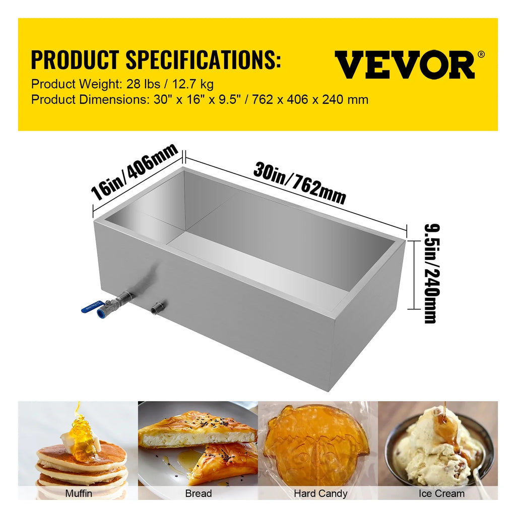 Maple Syrup Evaporator Pan 30x16x9.5 Inch Stainless Steel with Valve N3814