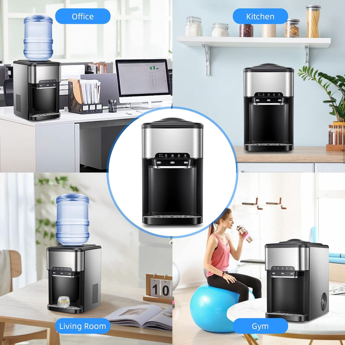 3-in-1 Top Loading Water Cooler Dispenser with Built-in Ice Maker D6599